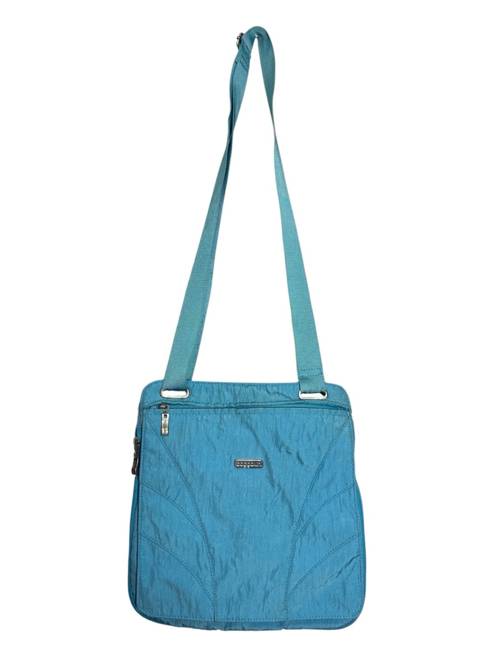 Baggallini Turquoise Blue Slim Square Crossbody Bag Canvas